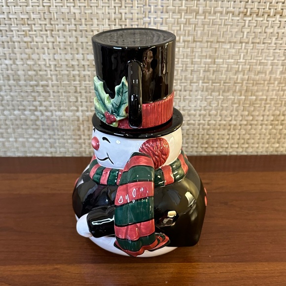 🎄2007 Fitz & Floyd Christmas Snowman Cup Cocoa For One Ceramic Teapot & Teacup - Picture 5 of 13